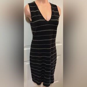 Lauren Ralph Lauren Black & Beige Striped Knit Sleeveless Dress | Size S